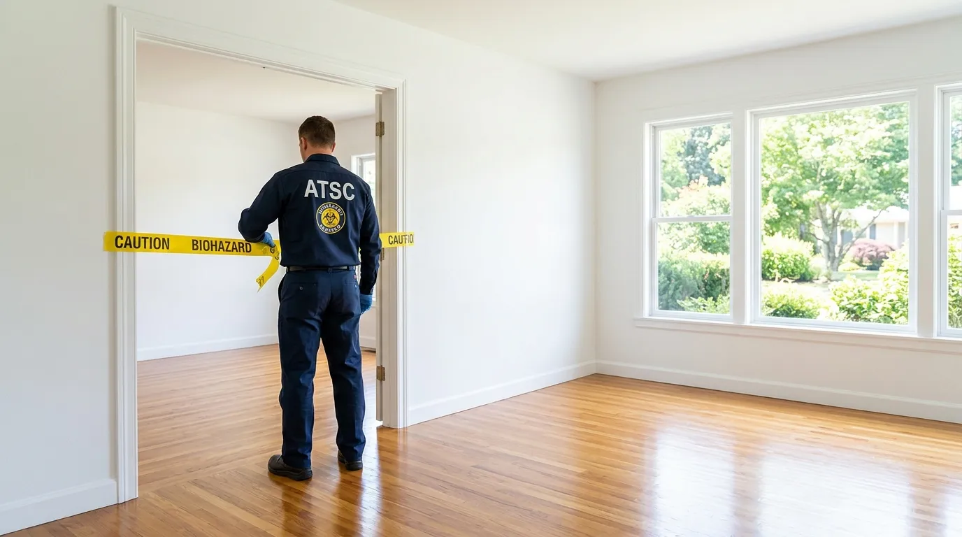 Certified biohazard cleanup crew performing Decomposition Cleanup in Halfway